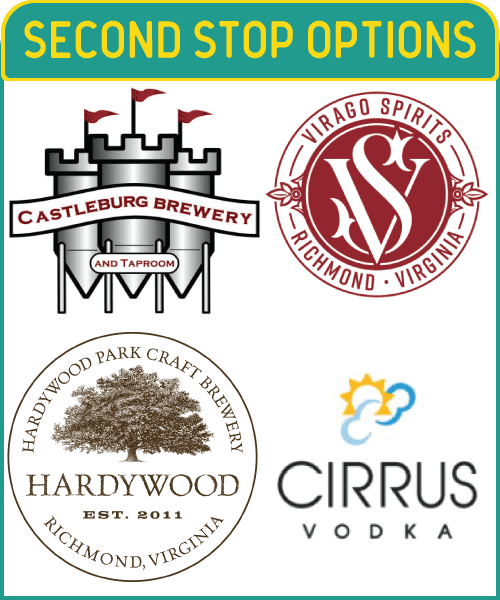 On this brewery tour stop you choose between Virago Spirits, Cirrus Vodka, Hardywood Park Craft Brewery and Castleburg Brewery.