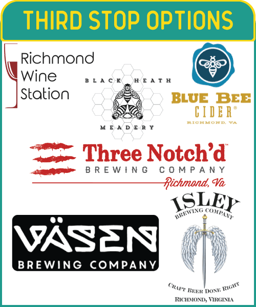 At this brewery stop you can choose Vasen Brewing Company, Isley, Three Notch'd Brewing Company, Blue Bee Cider and Black Heath Meadery.