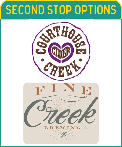 On this brewery tour stop choose between Fine Creek Brewing or Courthouse Creek Brewing.